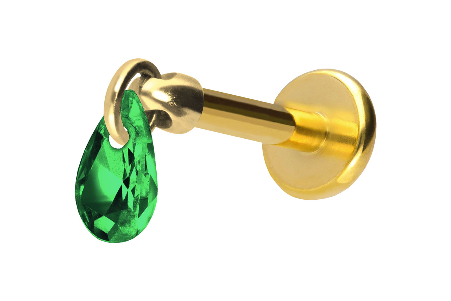 Titan Labret Piercing mit Push Fit KRISTALLTROPFEN